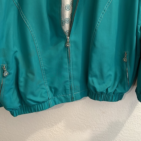 VTG Alfred Dunner light jacket teal white flowers - Picture 3 of 5